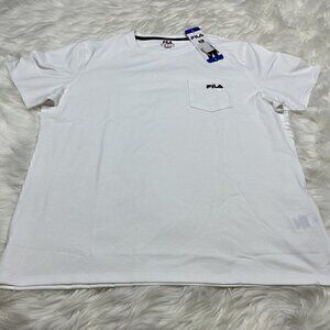FILA Crewneck Women's Size Large T-Shirt Tee Logo Pocket Short Sleeve White